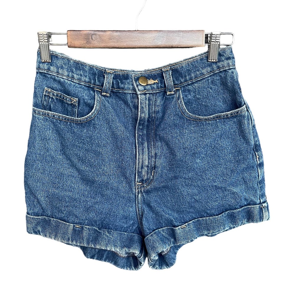 American Apparel Jean Shorts Womens Size 29 Blue High Waisted Cuffed